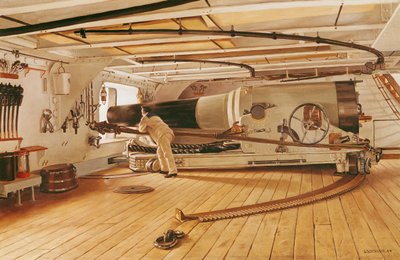 Twenty-Seven Pound Cannon on a Battleship by Gustave Bourgain